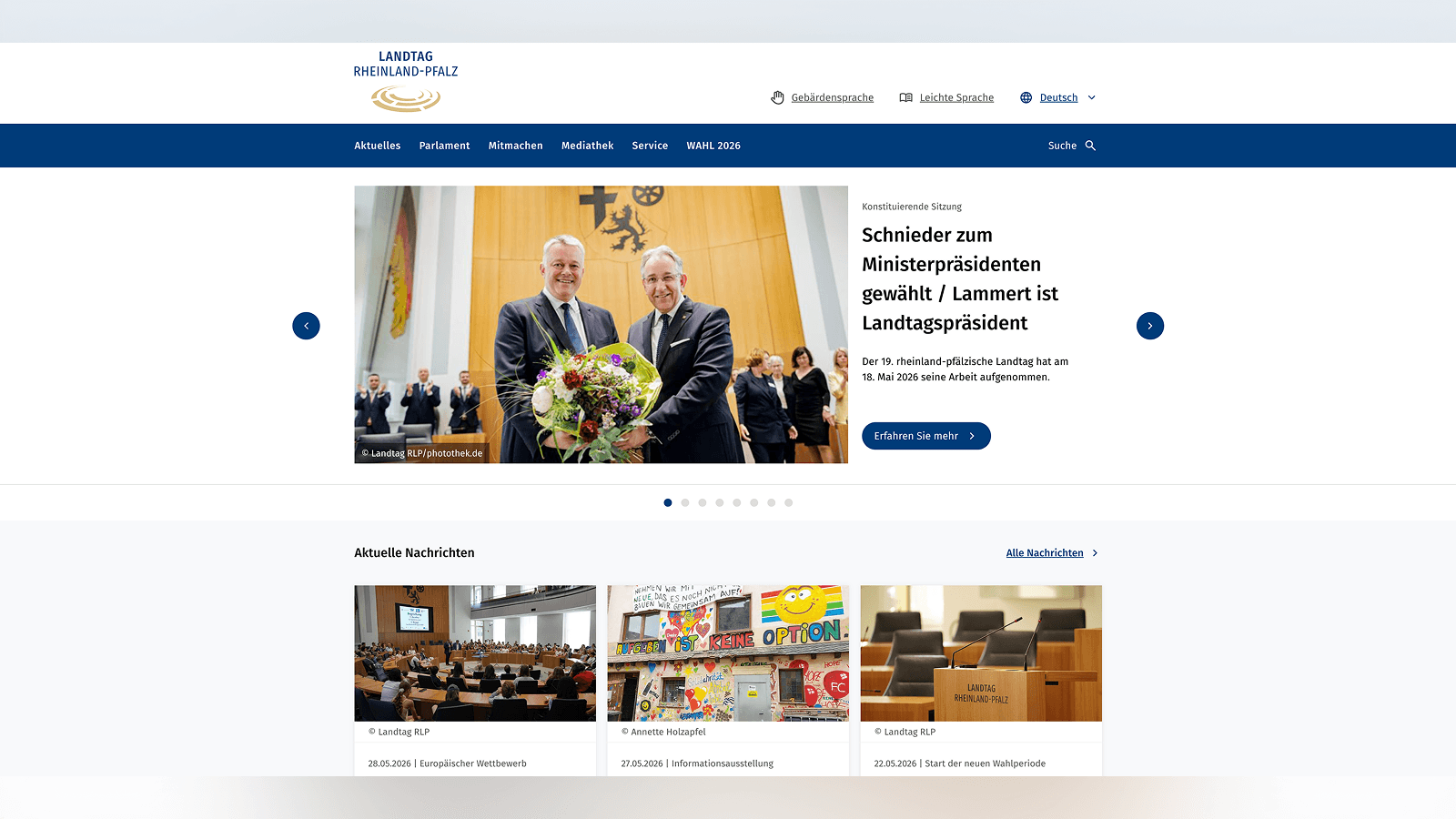 Landtag Rheinland-Pfalz: Barrierefreier Webauftritt